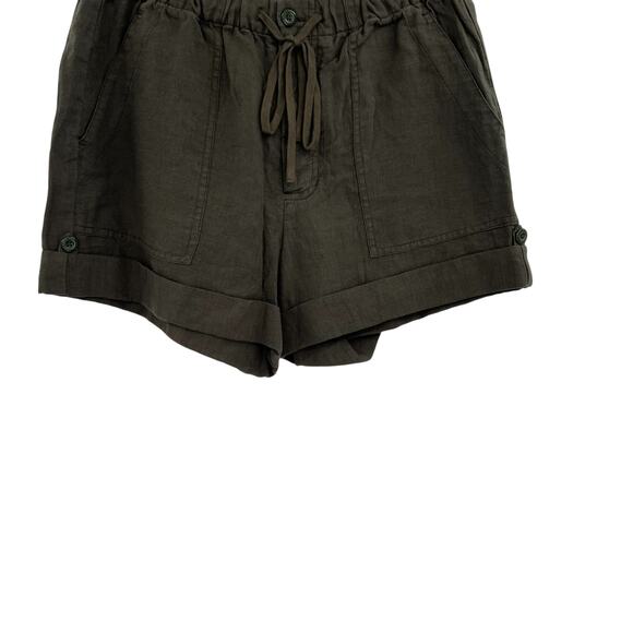 Vince Shorts Linen Drawstring Button Fly Green Size Medium - Picture 3 of 9